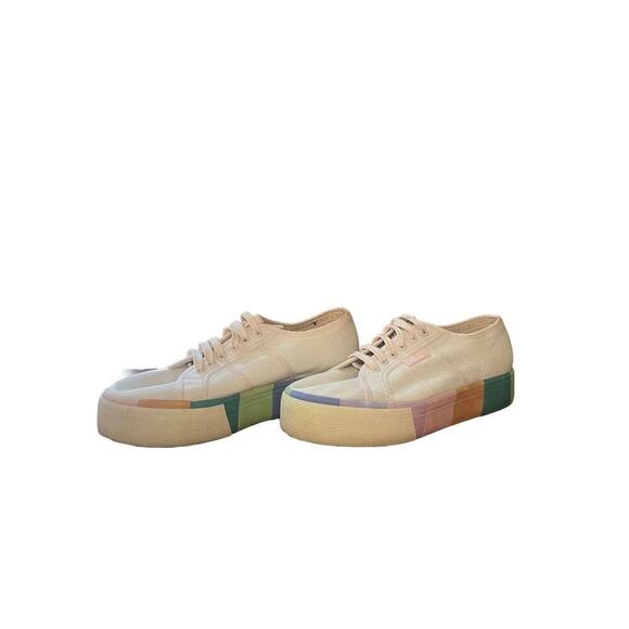 Superga Women's Rainbow Stripe Multicolor Platform Sneakers Size 10W - Picture 16 of 16
